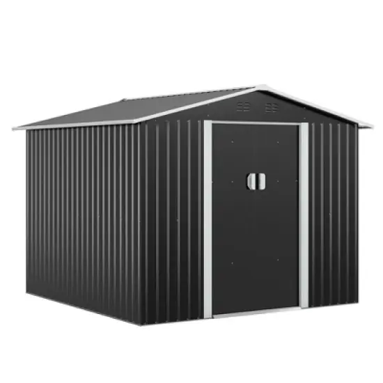 Sandinrayli 8.4 ft. W x 8.4 ft. D Outdoor Storage Metal Shed Garden Tool Steel Shed with Sliding Doors and Vents(70.56 sq. ft.) image {12}