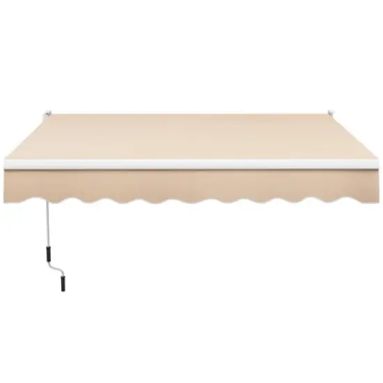 Tangkula Retractable Awning W/ Aluminum Frame Sun/Water Protection W/ PA Coating Manual Control Hand Crank Angle Adjustable Design Beige/Coffee image {10}