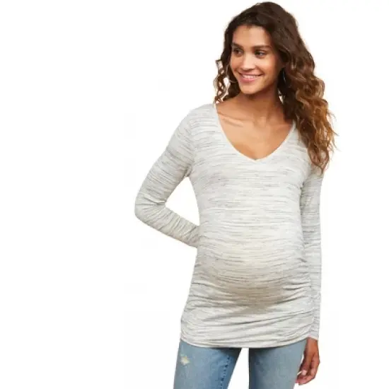 Longsleeve Side Ruched Maternity T Shirt | Motherhood Maternity image {5}