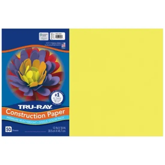 Tru-Ray&reg; Construction Paper, Heavyweight, Lively Lemon, 12" x 18", 50 Sheets image {5}