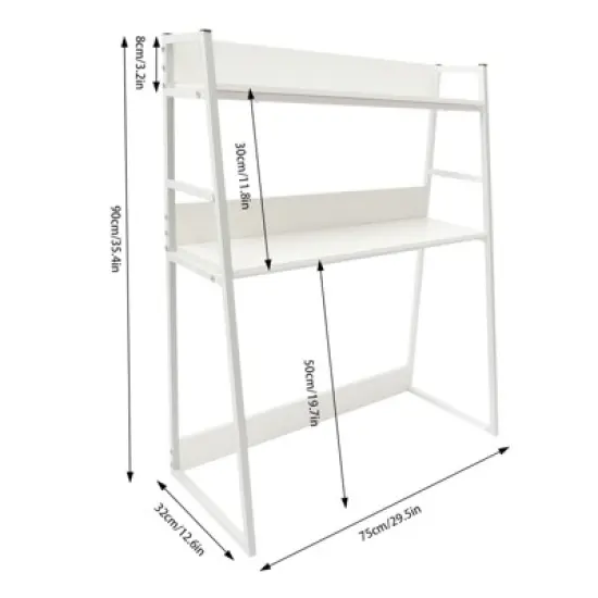 YIYIBYUS Desktop Bookshelf 2-Tier Desktop Hutch for Computer Desk image {2}