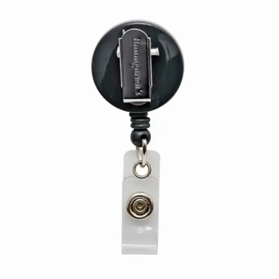 SICURIX Standard Round ID Badge Reel with Swivel Spring Clip, Black, Pack of 6 image {4}