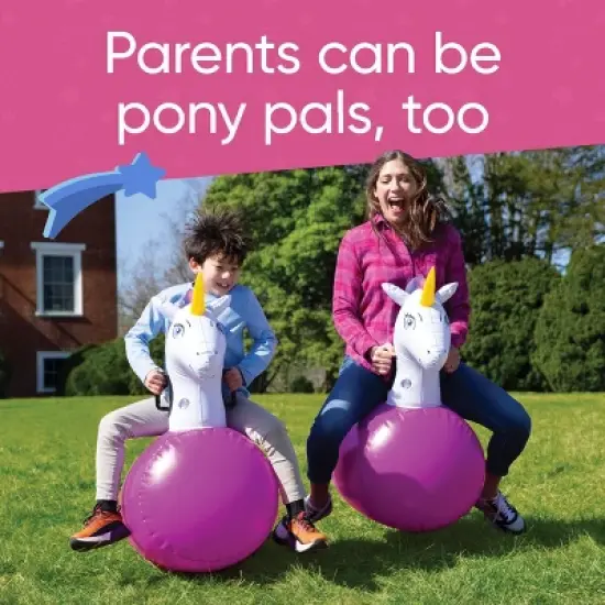 HearthSong Set of 2 Inflatable Unicorn Ride On Bouncer Hop Toy for Kids' Active Play image {4}