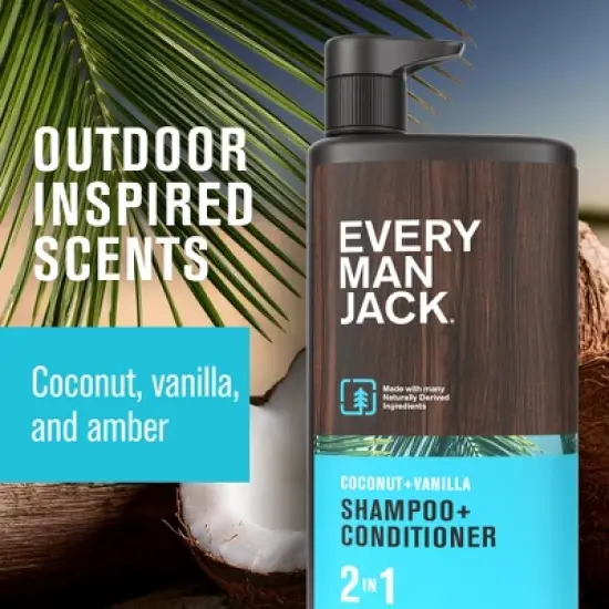 Every Man Jack Men's 2-in-1 Shampoo and Conditioner - Coconut + Vanilla - 16 fl oz image {3}