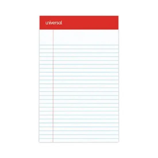 Universal Perforated Ruled Writing Pads, Narrow Rule, Red Headband, 50 White 5 x 8 Sheets, Dozen image {7}