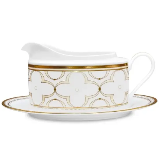 Noritake Trefolio Gold Gravy Boat with Tray image {3}