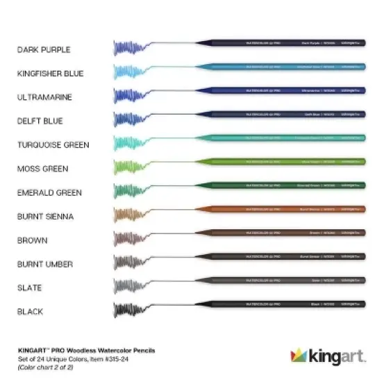 KINGART Woodless Watercolor Pencils 24 Colors image {10}