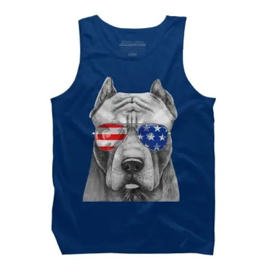 Men's Design By Humans American Pitbull With Sunglasses By Tank Top image {6}