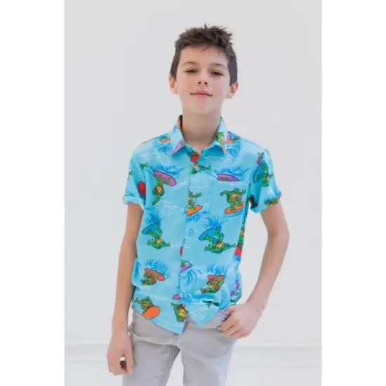 Teenage Mutant Ninja Turtles Leonardo Michelangelo Raphael Hawaiian Button Down Shirt Toddler to Big Kid image {4}