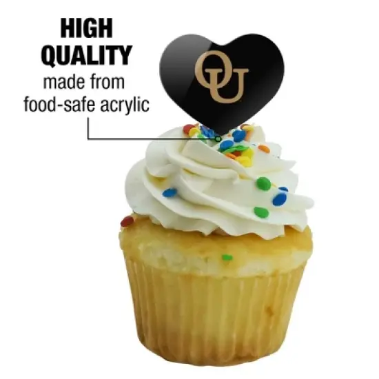 Oakland University Secondary Logo Heart Love Cupcake Picks Toppers Decoration Set of 6 image {2}