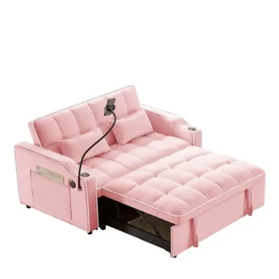 NicBex Modern Pull Out Sofa Bed Convertible Sofa Couch with Adjustable Back, USB Port and Swivel Phone Stand for Living Room image {8}