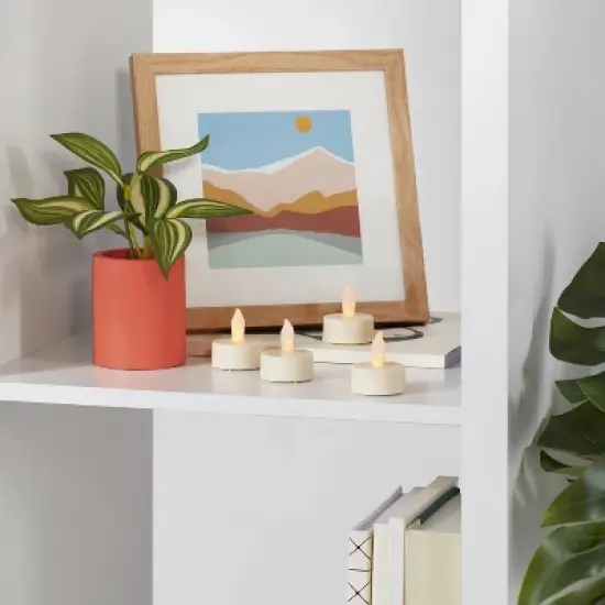 12ct Twist-Flame LED Tealight Candles (Cream) - Room Essentials&trade;: Battery-Operated, Flickering, Plastic image {1}