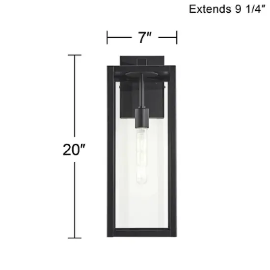 John Timberland Titan Modern Outdoor Wall Light Fixtures Set of 2 Mystic Black Rectangular Frame 20" Clear Glass for Post Exterior Barn image {3}