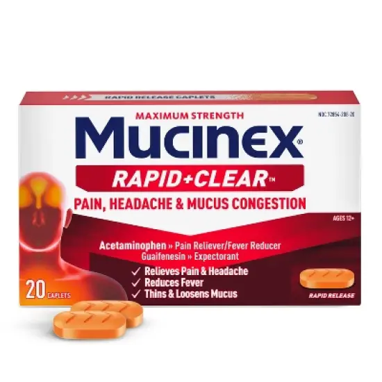 Mucinex Rapid Clear Pain Headache Mucus Congestion Tablets - 20ct image {10}