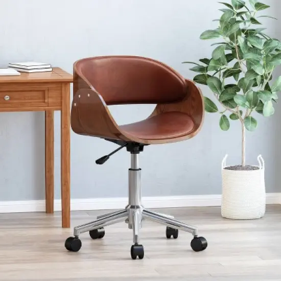 Brinson Mid-Century Modern Upholstered Swivel Office Chair - Christopher Knight Home image {1}