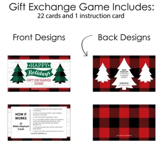 Big Dot of Happiness Holiday Plaid Trees - Buffalo Plaid Christmas Party Gift Exchange Game Scratch Off Cards - 22 Count image {4}
