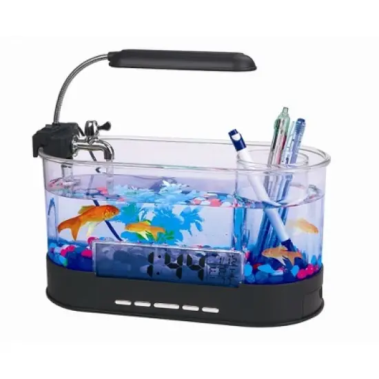Modern Home USB Desktop Aquarium with Light/Clock Organizer image {8}