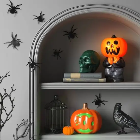 9" Lit Pumpkin Boo Halloween Decorative Prop with Timer - Hyde and EEK! Boutique&trade; image {1}