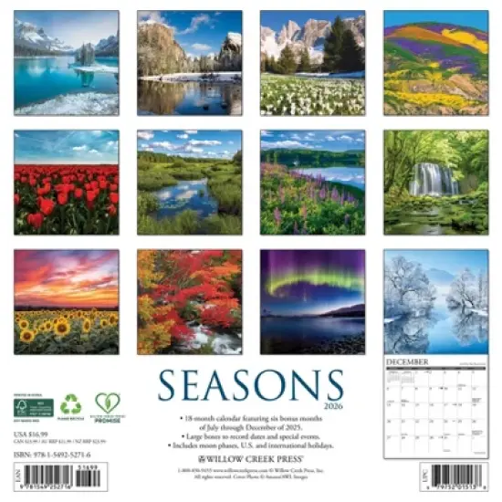 Willow Creek Press 12"x12" 2026 Seasons Wall Calendar image {1}