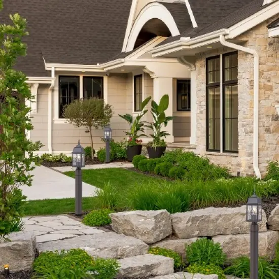 C Cattleya 16in Oil-Rubbed Bronze Outdoor Post Light with Seeded Glass for Walkway, Backyard or Garden image {5}