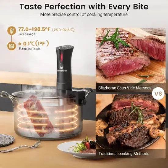 Blitzhome Smart Sous Vide Precision Cooker - 1100W Ultra-Quiet, Precise Temperature, 15L Capacity image {1}