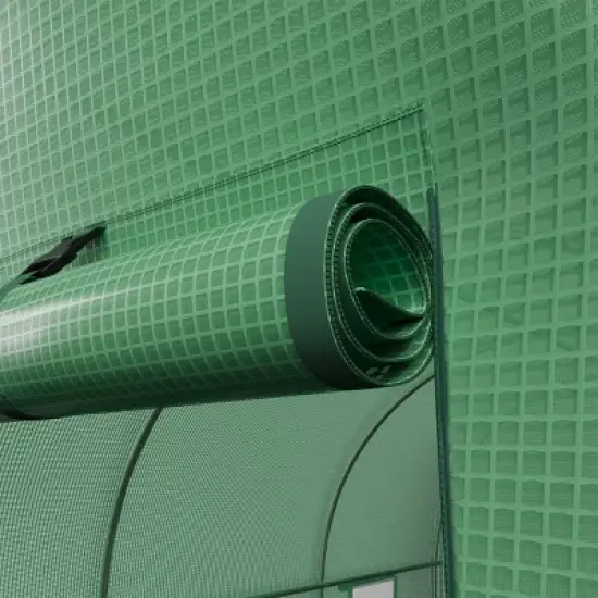 Walk In Greenhouse - 12ft x 7ft x 7ft Outdoor Green House with Vented Windows - Mesh-Reinforced Polyethylene Cover with Steel Frame by Home-Complete image {10}