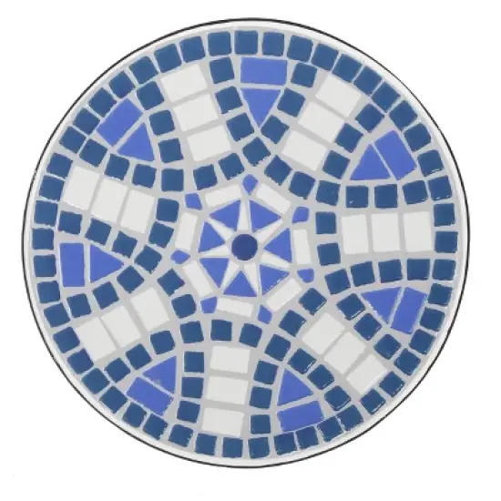 Kumasinova 21.4" Mosaic-Style Outdoor Side Table,Modern Patio End Table for Poolside,Garden&Porch,Accent Table for Indoor&Outdoor Use,Black image {2}