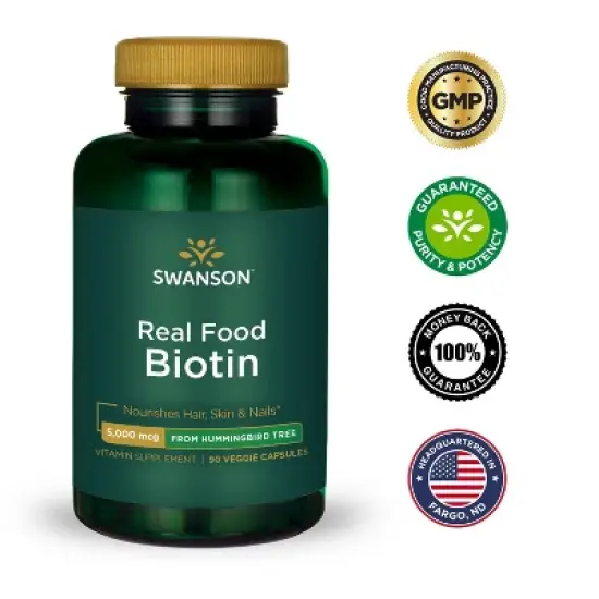 Swanson Real Food Biotin 2,500 mcg 90 Veg Caps image {5}