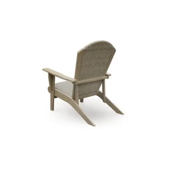 Signature Design by Ashley Coastal Reef Adirondack Chair - Antiqued Eucalyptus Wood with Handwoven Resin Wicker, Beige image {4}