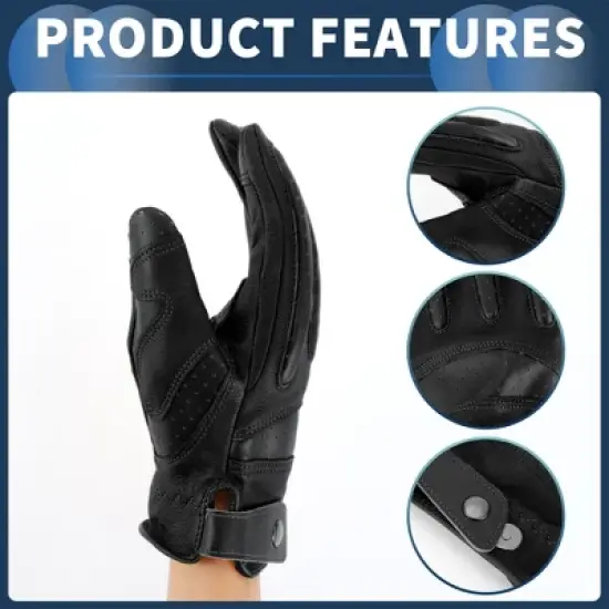 Unique Bargains Motorcycle Gloves Motorbike Dirt Bike Bicycle Racing ATV UTV Sheep Leather 1 Pair image {3}