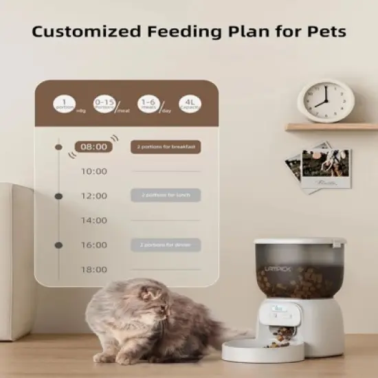 SEVOBAL Pet Bowl 4L Capacity Smart Food Dispenser for Cats and Small Dogs, Hands Free for Pet Owned Family in Daily Life, White, 9.45"*7.87"*7.87" image {3}