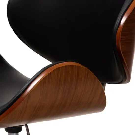 Ambrosio Faux Leather Upholstered Chrome Finished Metal Adjustable Office Chair Black - BaxtonStudio image {6}