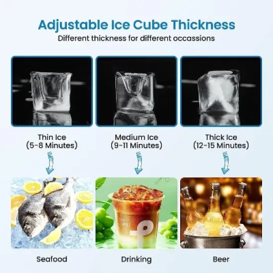 Acekool Commercial Ice Maker Machine, 80Lbs/24H Countertop Ice Maker with 30Lbs Storage Bin, 32 Cubes per Cycle, Freestanding for Home & Bar image {3}