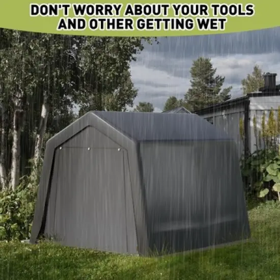 Outdoor Portable Storage Shelter Shed, Waterproof and UV Resistant Portable Garage Kit Tent with Rolled Up Zipper Doors & Vents Carport image {1}