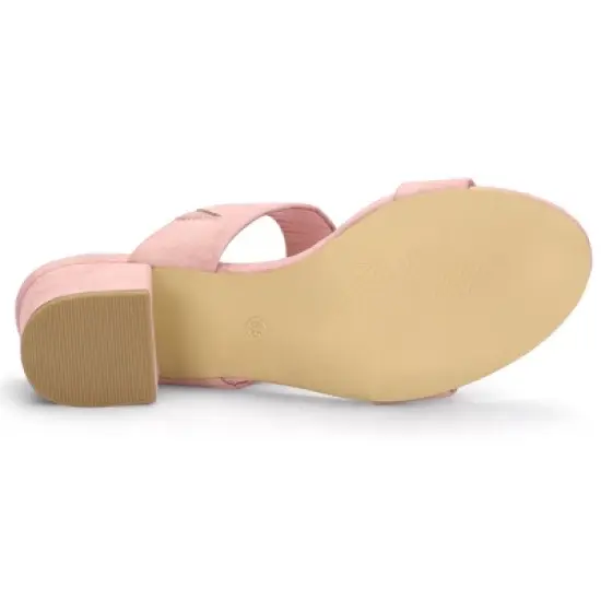 Allegra K Women's Block Heel Dual Straps Slide Sandals image {4}