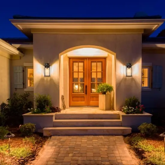 C Cattleya 2 Pack Motion Sensor Dusk to Dawn Matte Black Outdoor Wall Lights with Clear Glass Shade image {3}