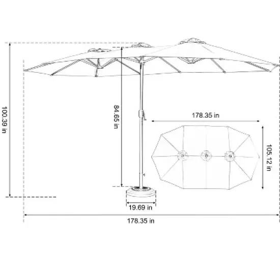 COWLOWN khaki 14.8ft Double-Sided Rectangular Patio Umbrella with Crank, Extra-Large Outdoor Sun Shade for Pool, Deck & Garden image {3}