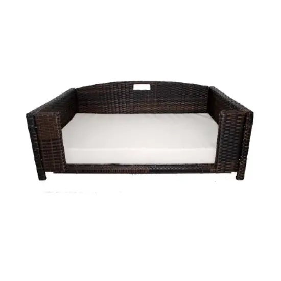 Iconic Pet Beds for Dogs and Cats - Rattan Rectangular Sofa - Brown image {4}