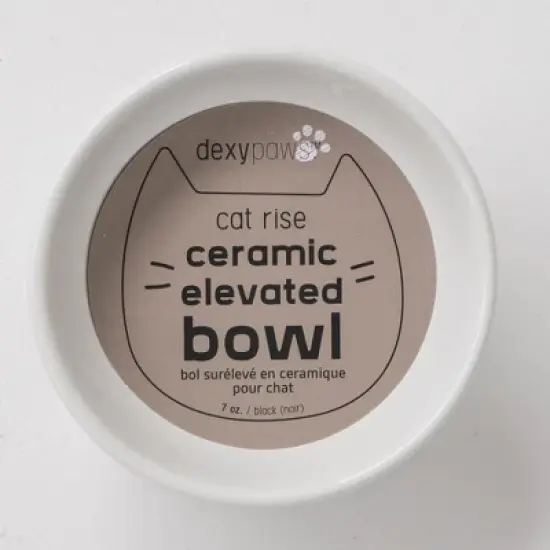Dexypaws: Elevated Ceramic Bowl For Cats - White - 7oz Capacity image {2}