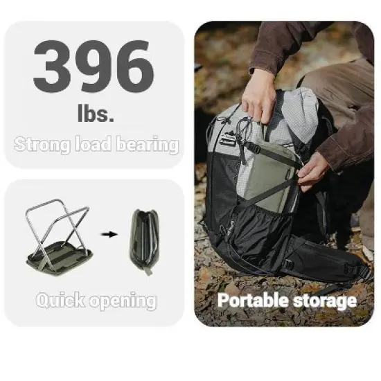 Naturehike,Folding Camping Stool,Portable Mini Camping Chair, Lightweight Aluminium Alloy Chair, Small Backpacking Stool with Thickened Seat Cushion image {5}