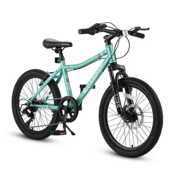 INFURNIC Bicycles, 20 Inch Mountain Bike for Kids, 21-Speed Mountain Bike with Rear V-Brake, Green, 54"*23"*31.5" image {5}