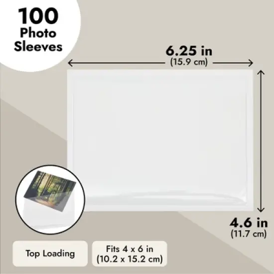 Juvale 100 Pack Top Load 4x6 Photo Sleeves with Adhesive, Index Card Holder for Office Supplies, Clear Label Pockets for Small Business image {6}