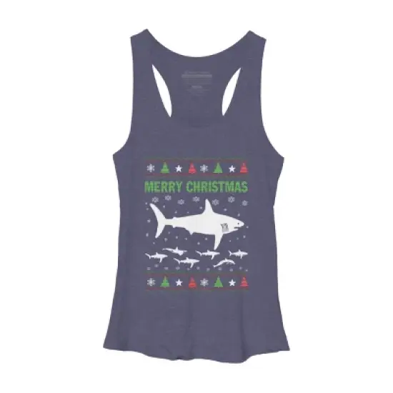 Women's Design By Humans Shark Christmas By sophialada Racerback Tank Top image {4}
