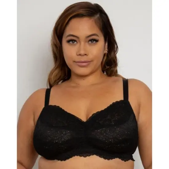 Curvy Couture Women's Luxe Lace Wireless Bralette image {8}
