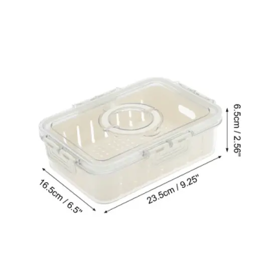 Unique Bargains Sealed Rectangle Drain Food Storage Containers 1 Compartment White Transparent 1 Set image {3}