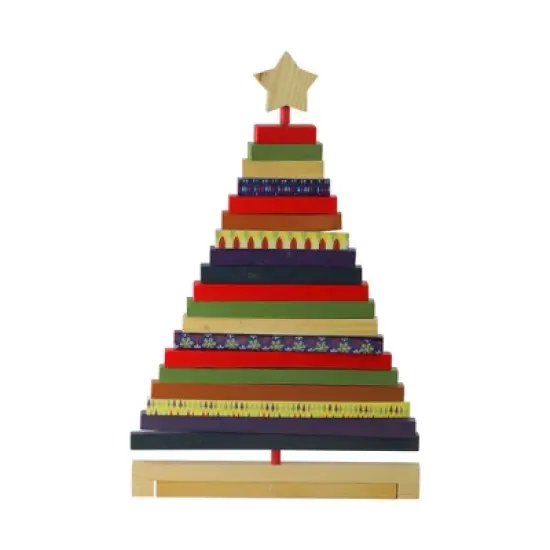Northlight Adjustable Wooden Christmas Tree Decoration - 15.5" - Multicolor image {1}