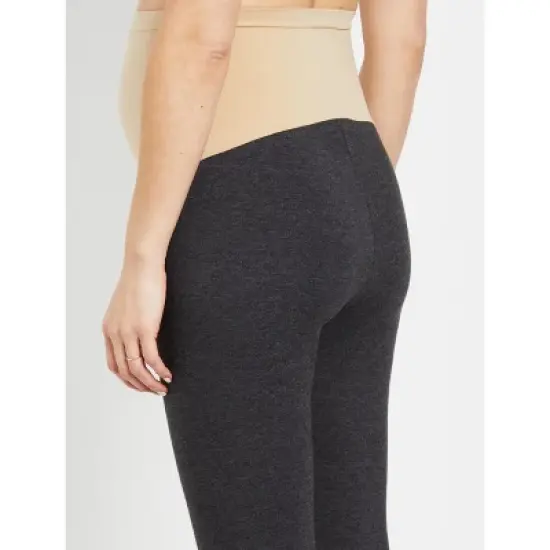 Essential Stretch Secret Fit Belly Heathered Maternity Crop Leggings | Motherhood Maternity image {4}