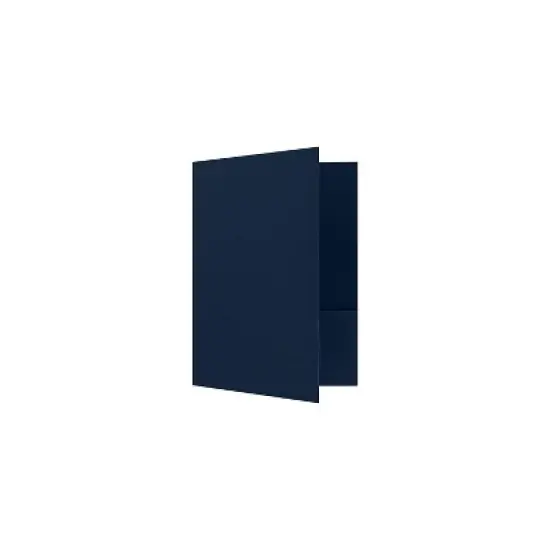 LUX 9 x 12 Presentation Folders Standard Two Pocket Dark Blue Linen 10/Pack (PF-DBLI-10) image {1}