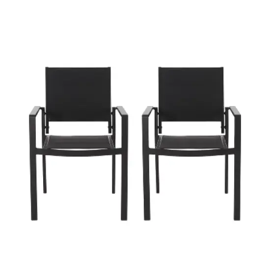 Christopher Knight Home 2pc Wilbur Mesh and Aluminum Outdoor Dining Chairs  Black image {12}