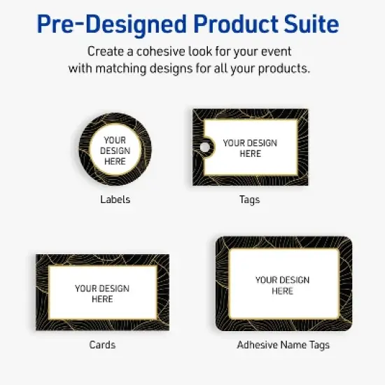 Avery Square Labels, Black with Gold Pattern, 3" x 3" image {6}